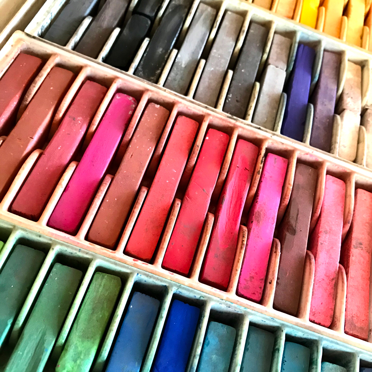 Square Artist Pastels, 24 Assorted Colors, 2-3/8 x 3/8 x 