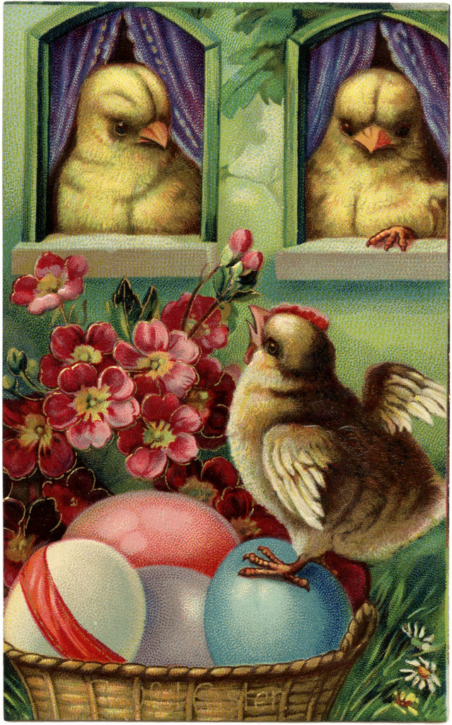 vintage peeps Easter eggs illustration