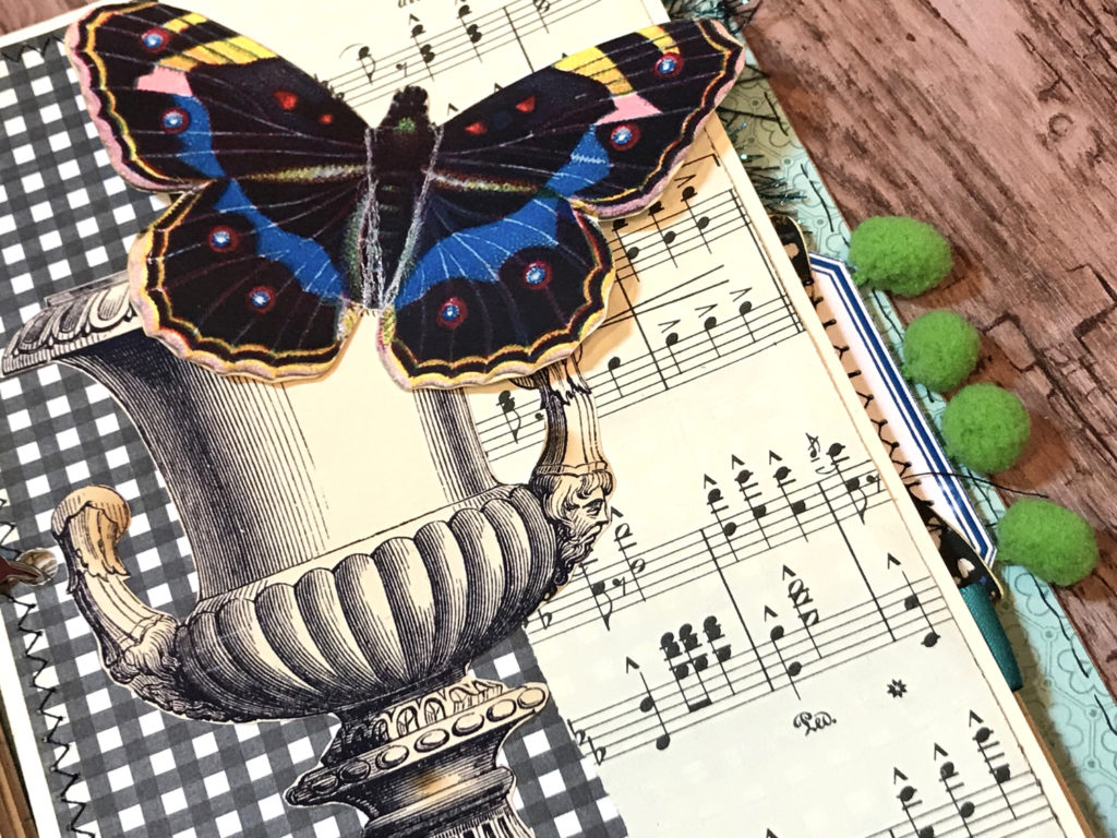Butterfly Urn Sheet Music Junk Journal Page