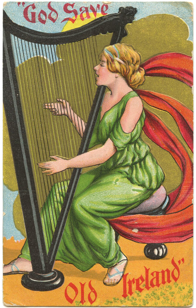 Irish Lady Playing Harp Picture