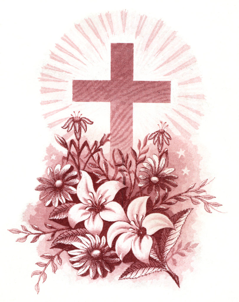 Easter Cross flowers pink red image