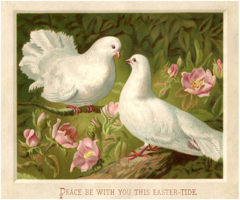 Vintage Easter doves image