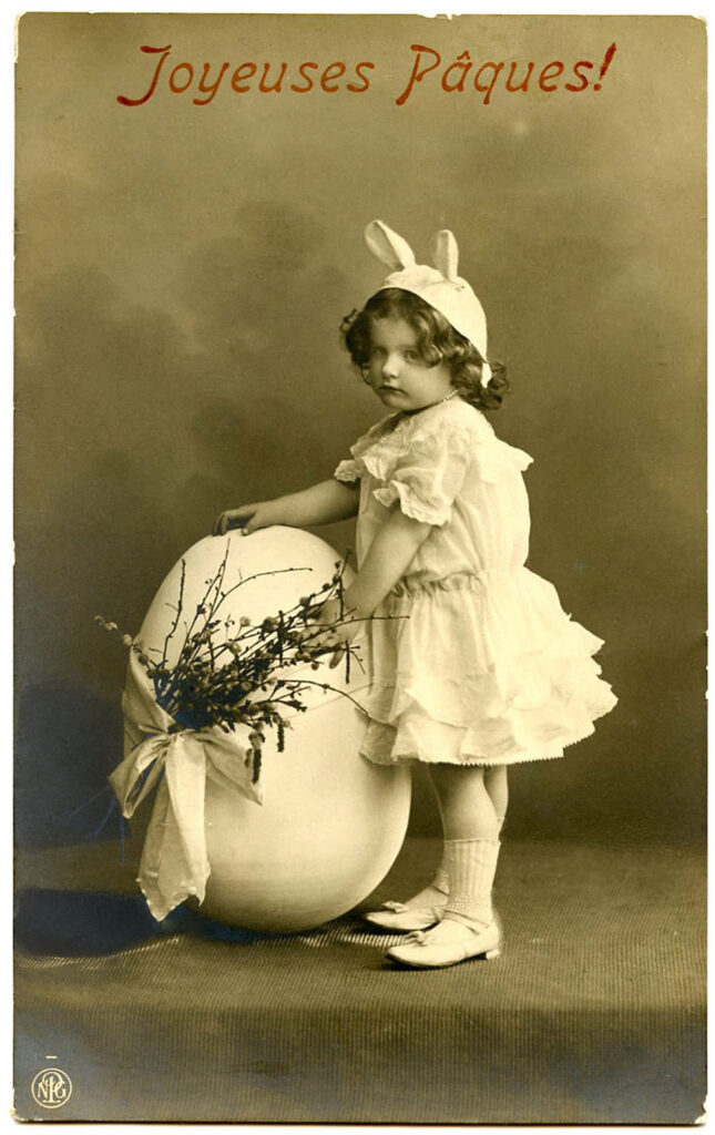 Vintage Photo Girl in Easter Bunny Costume