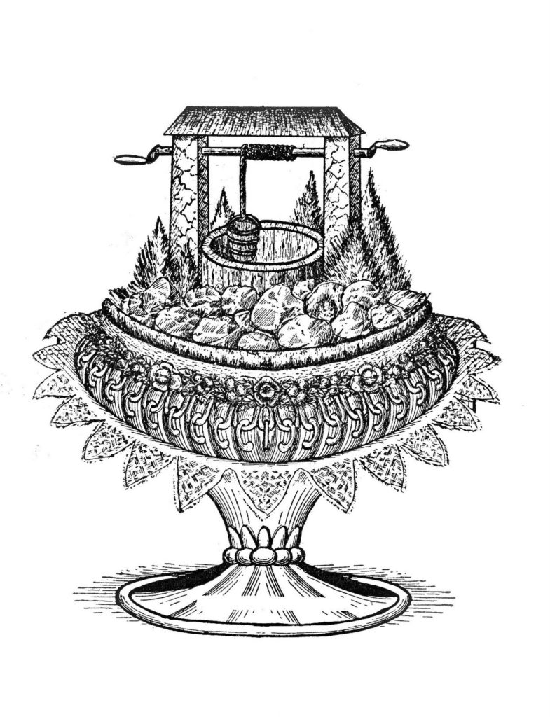 vintage fancy wishing well cake clipart