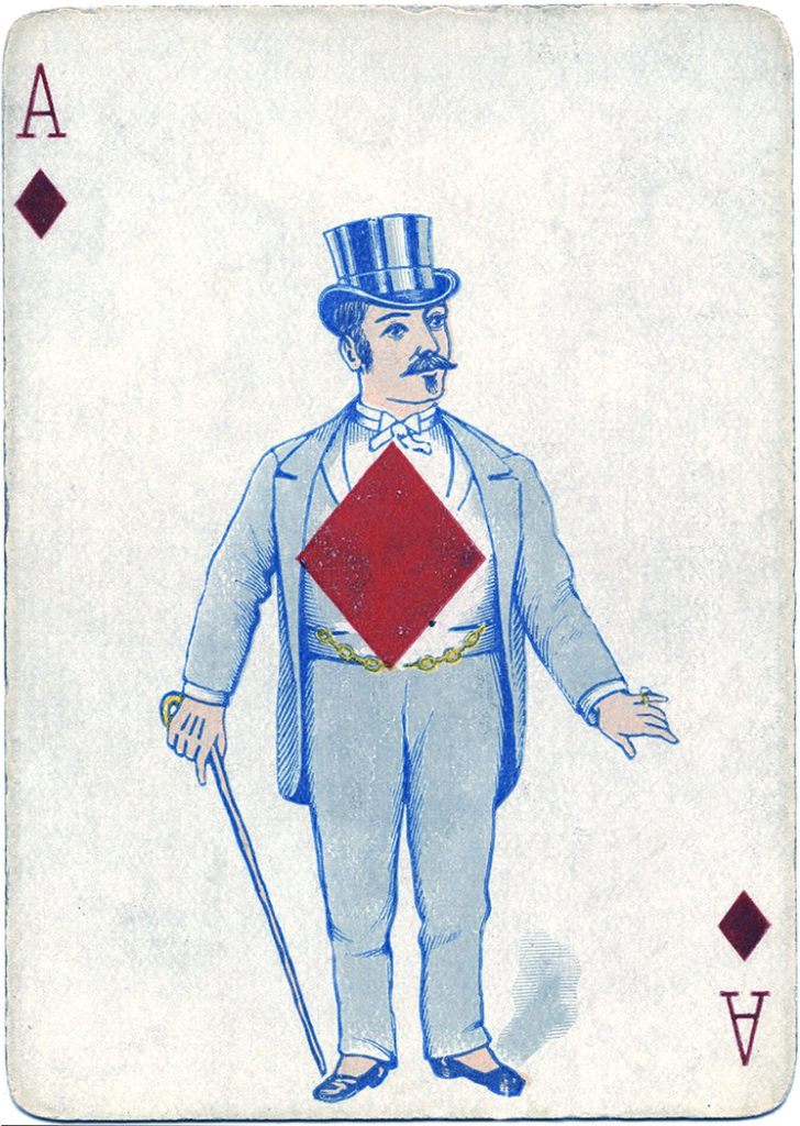 antique playing card man ace diamonds clipart