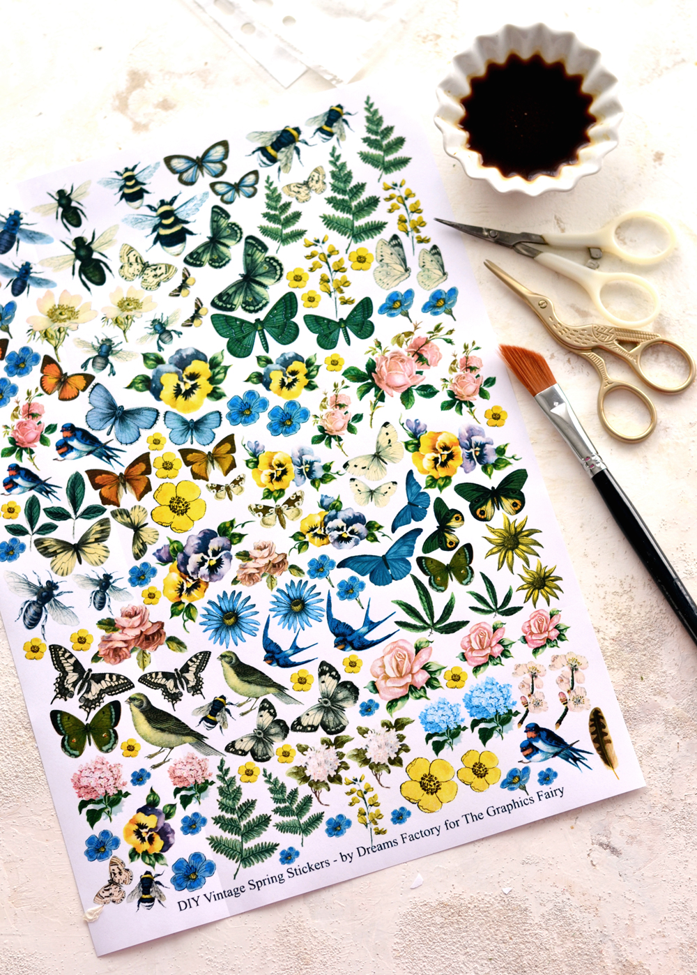 Diy Vintage Spring Stickers Free Printable The Graphics Fairy