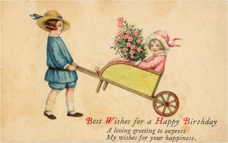 Happy Birthday Kids in Wheelbarrow Image