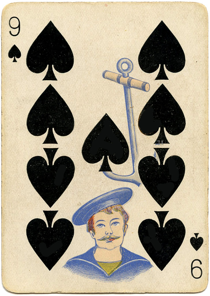 antique playing card sailor spades image