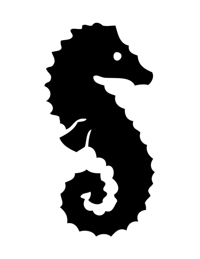 right facing seahorse silhouette illustration