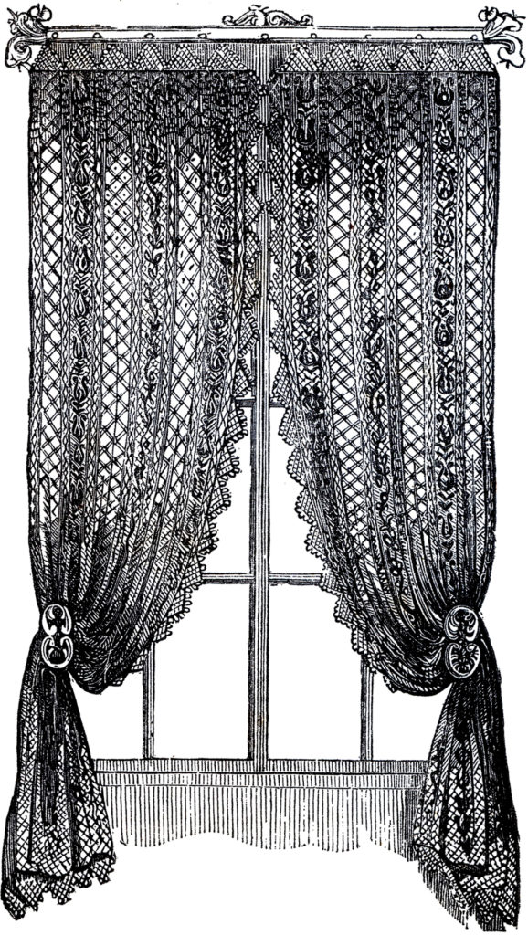 vintage lace curtains clip art