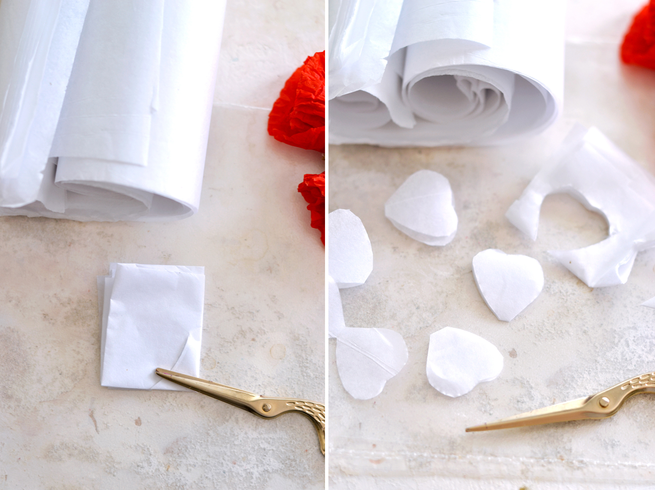 cutting out tissue paper