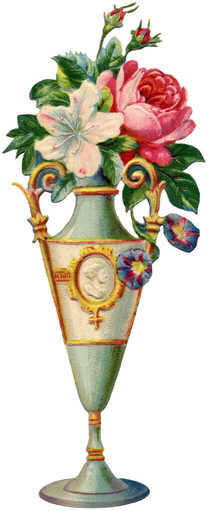 tall urn vase flowers illustration