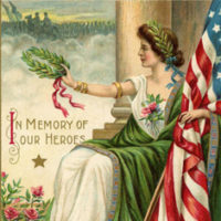 Memorial Day lady with Flag