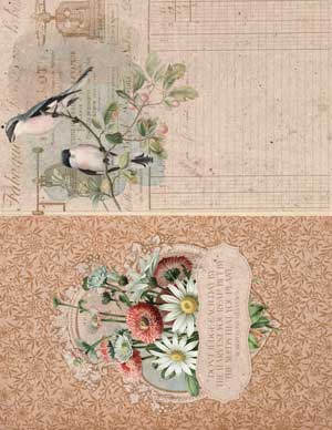 flowered papers collage with birds