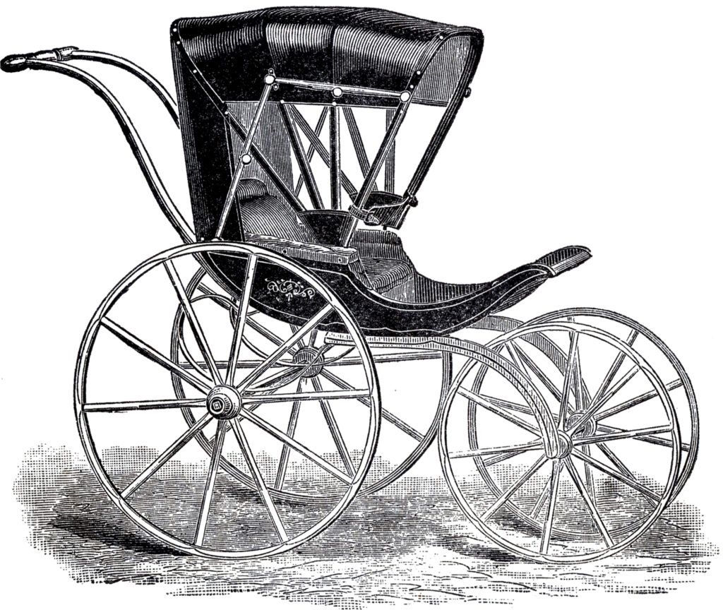 vintage baby boy carriage clipart