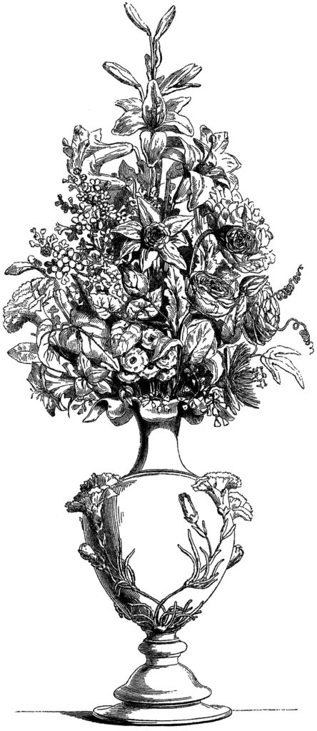 vintage flowers vase illustration