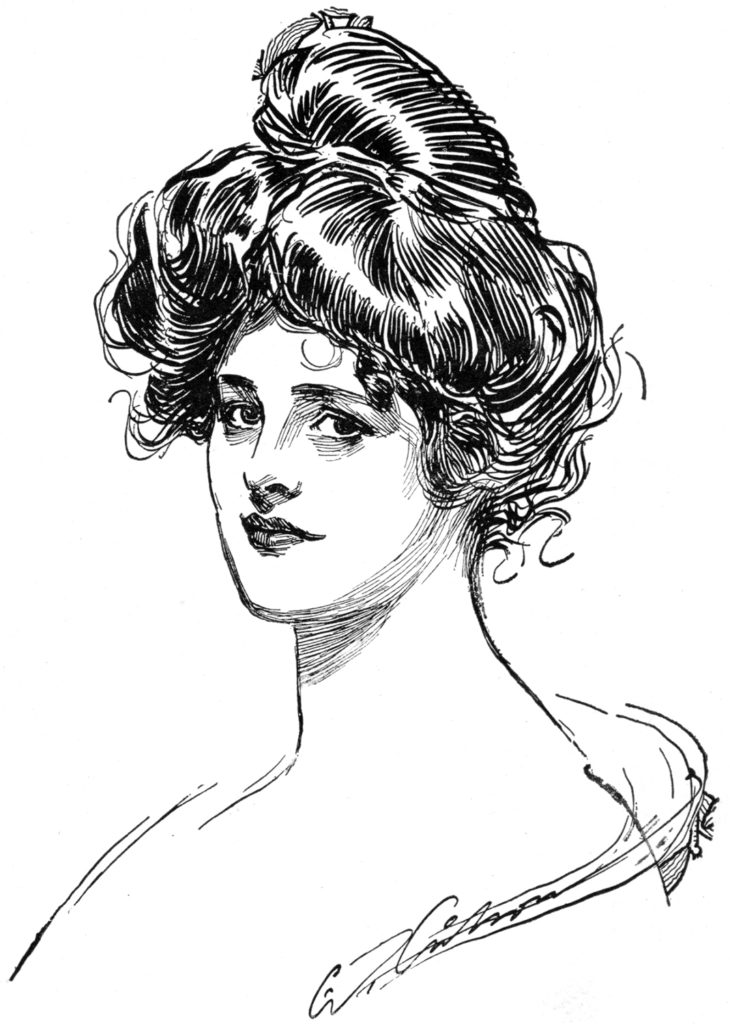 vintage Gibson girl sketch image