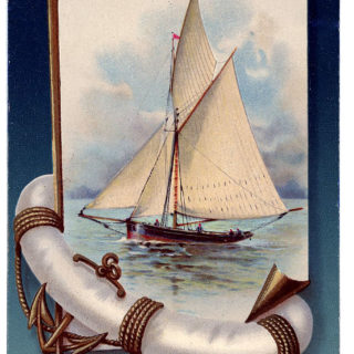 vintage sailboat life preserver image