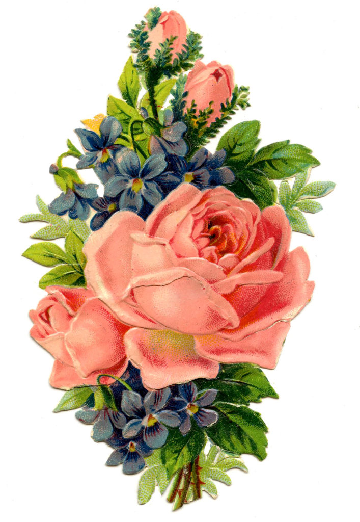 roses violets bouquet clipart