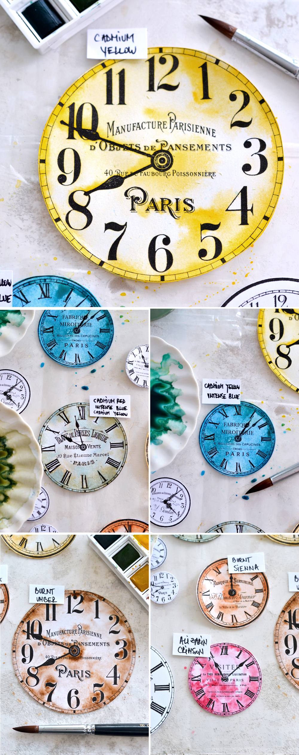 Craft Clock Faces in four different colors