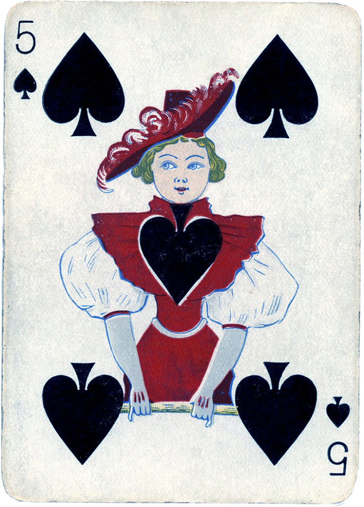 Antique Cards Spades Lady