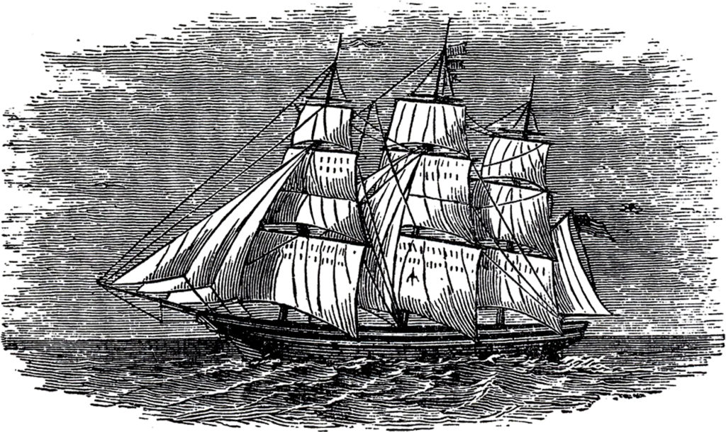 antique ship engraving image