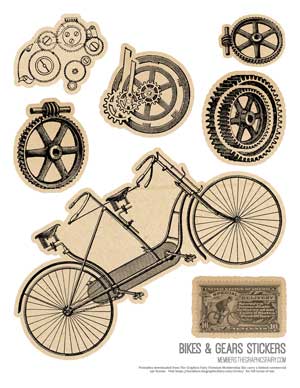 Bicycle Collage Stickers