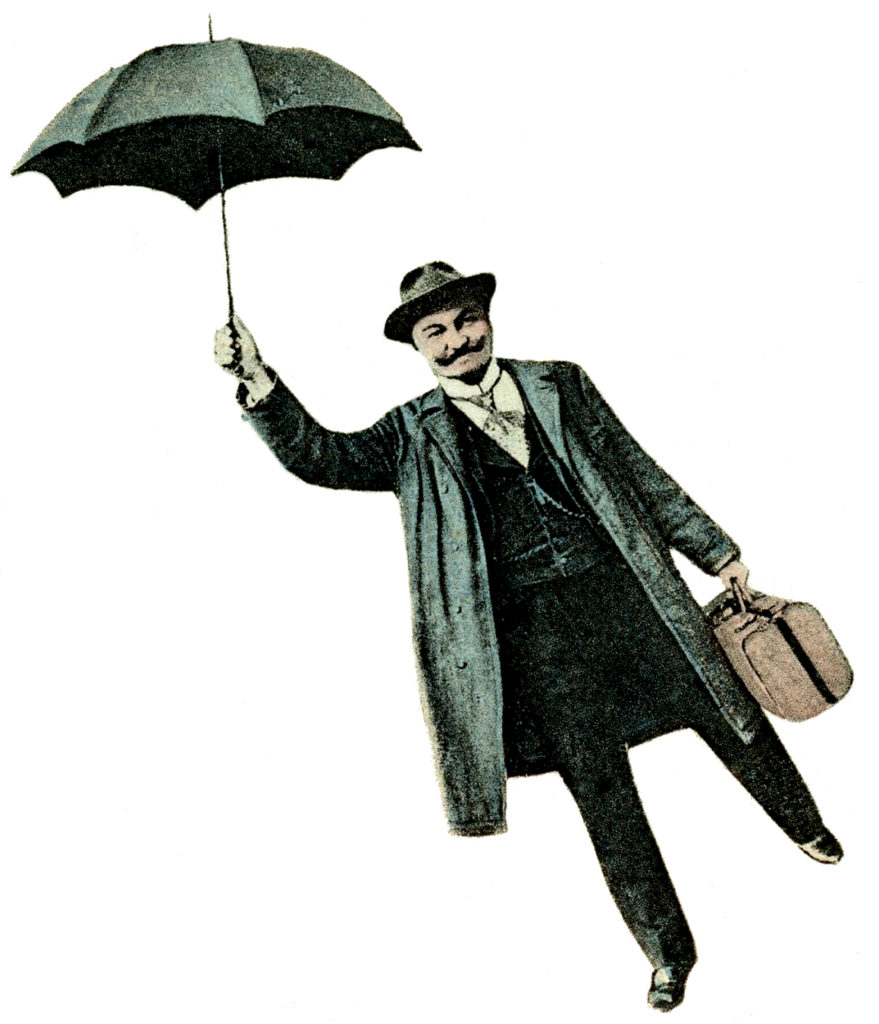 flying man umbrella clipart