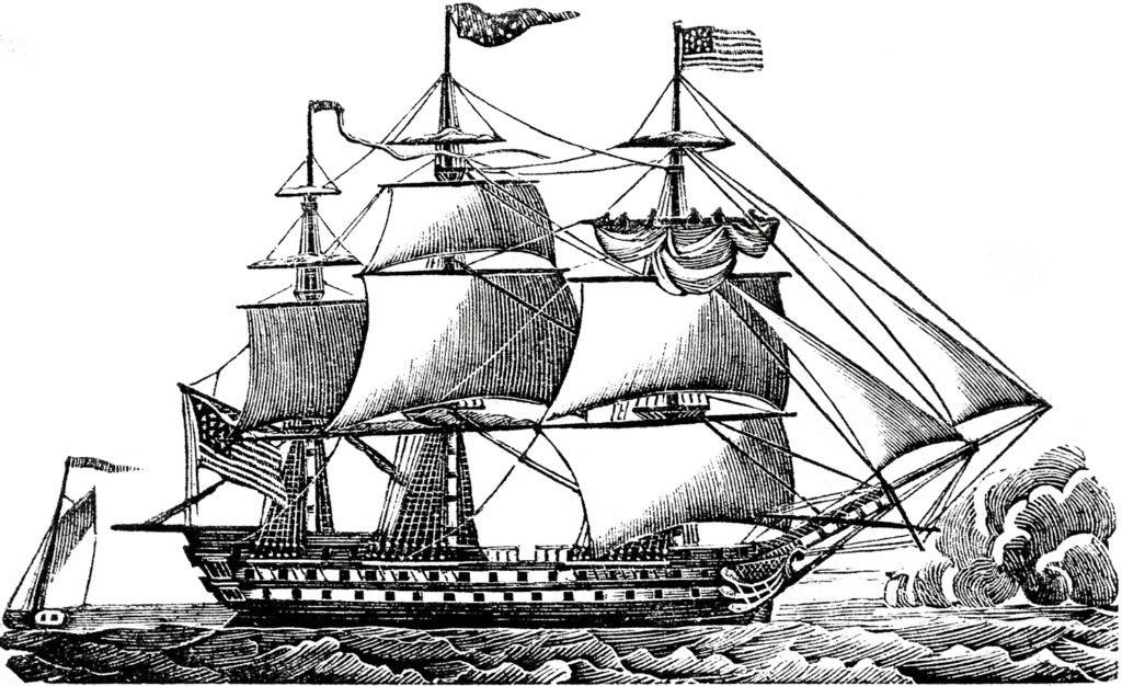 vintage black white ship clipart