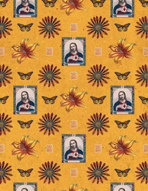 Background pattern Mexico themed collage with flowers with jesus