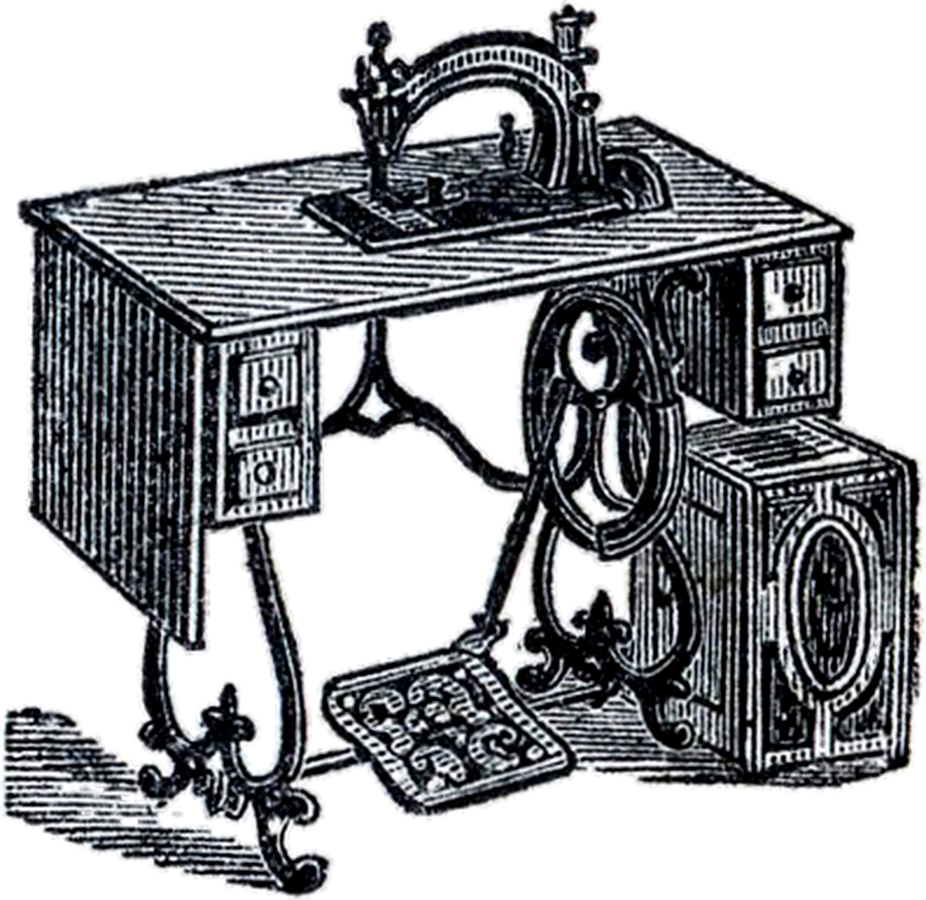 Vintage Sewing Machine Digital Download Clipart Sewing Machine