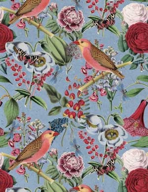 floral collage with birds