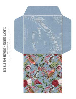 floral collage with birds envelope