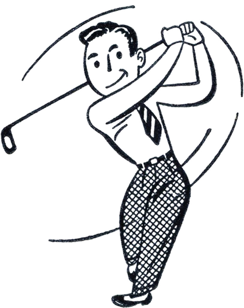 funny retro golfer man clip art