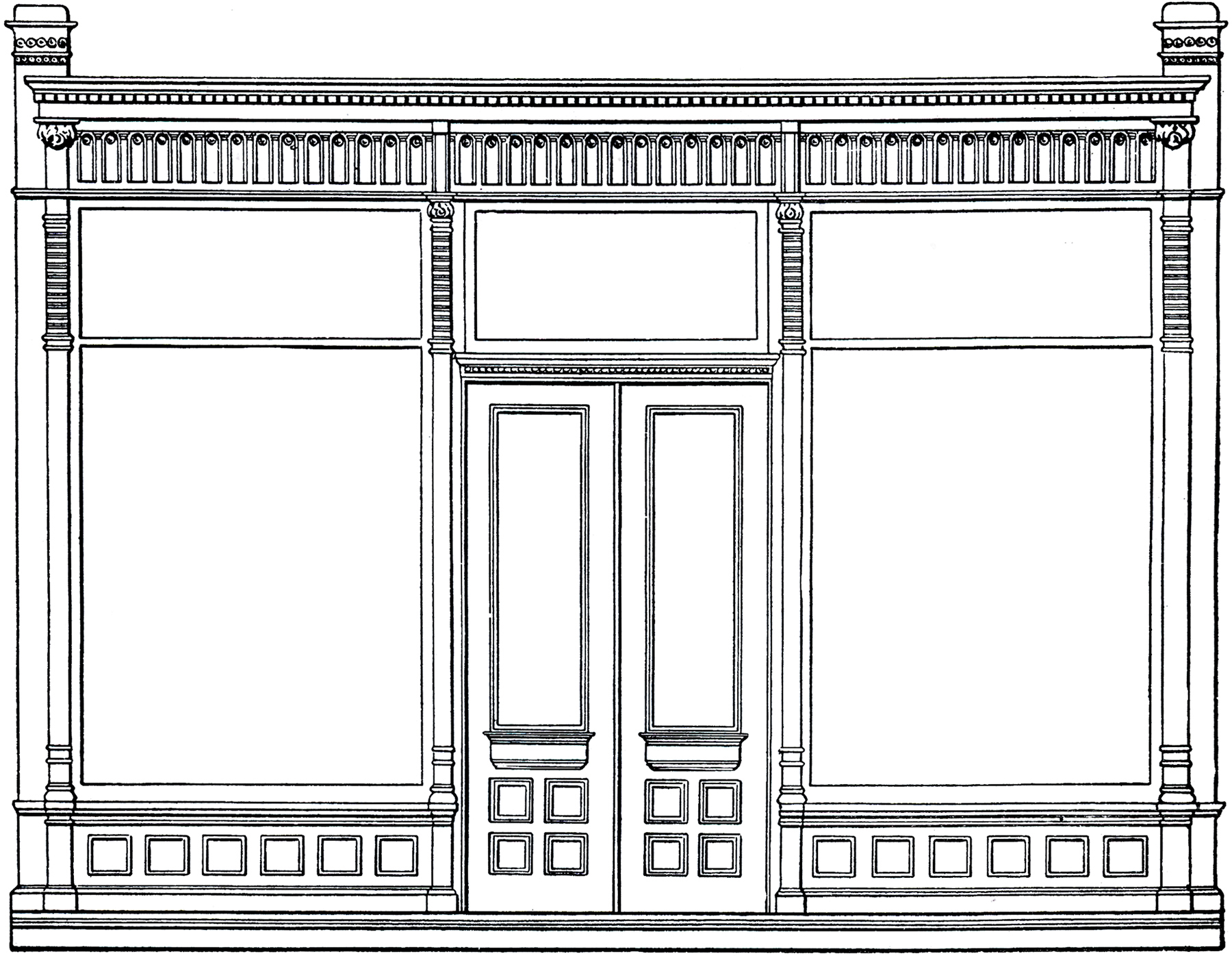 storefront illustration black and white