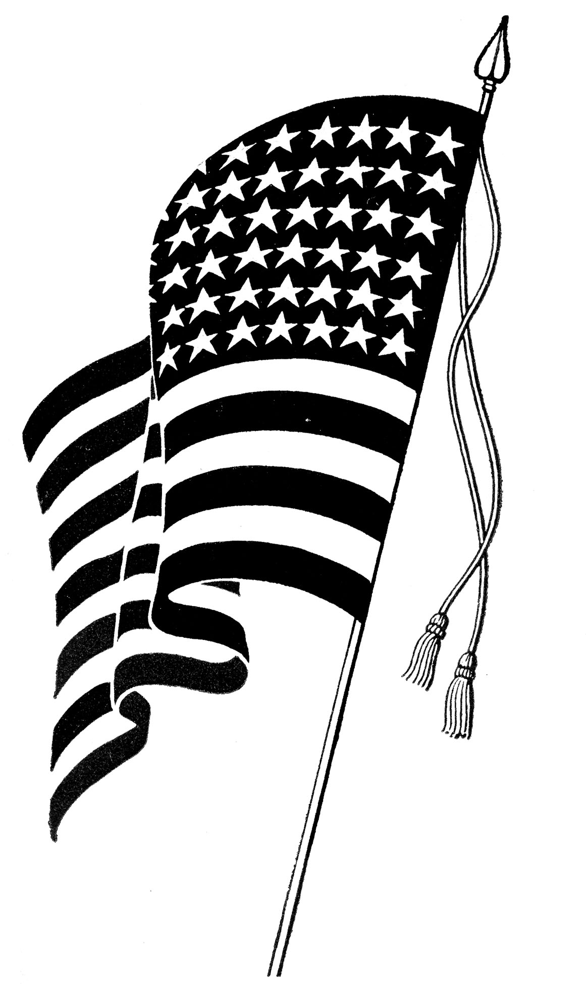 flag clipart black and white