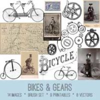 vintage bikes & gears ephemera bundle