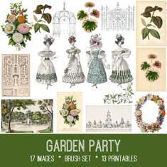 garden party vintage ephemera bundle