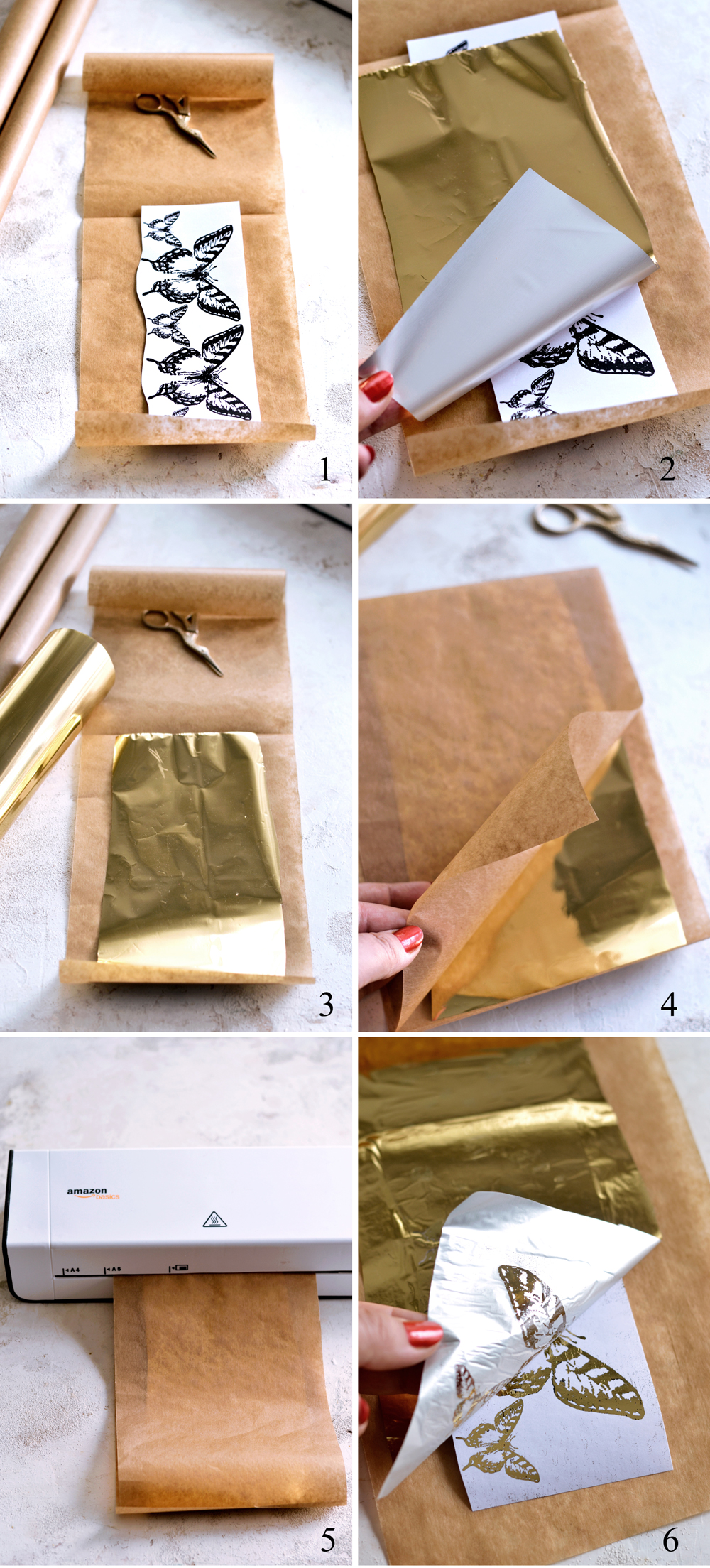 Gold Foil Heat Transfer with a Laminator  Deco foil, Gold foil design,  Gold foil print diy