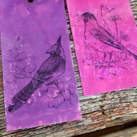 Pink and Purple Tags with Birds
