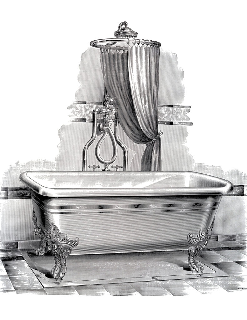vintage claw foot bathtub illustration