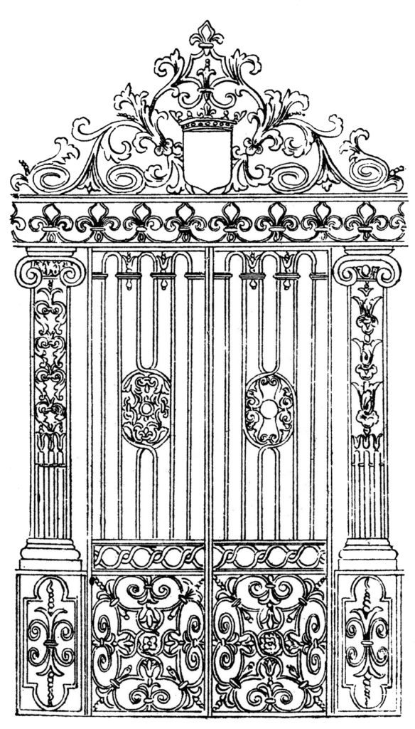 ornate vintage iron gate clipart