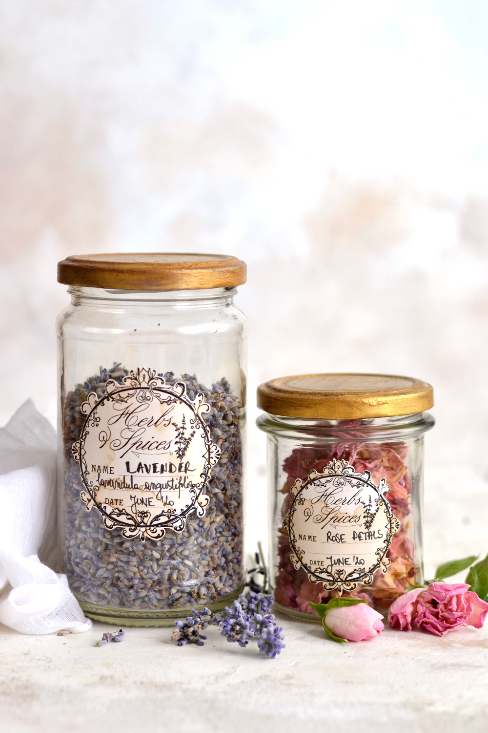 two Herbs and Spices Apothecary Jars