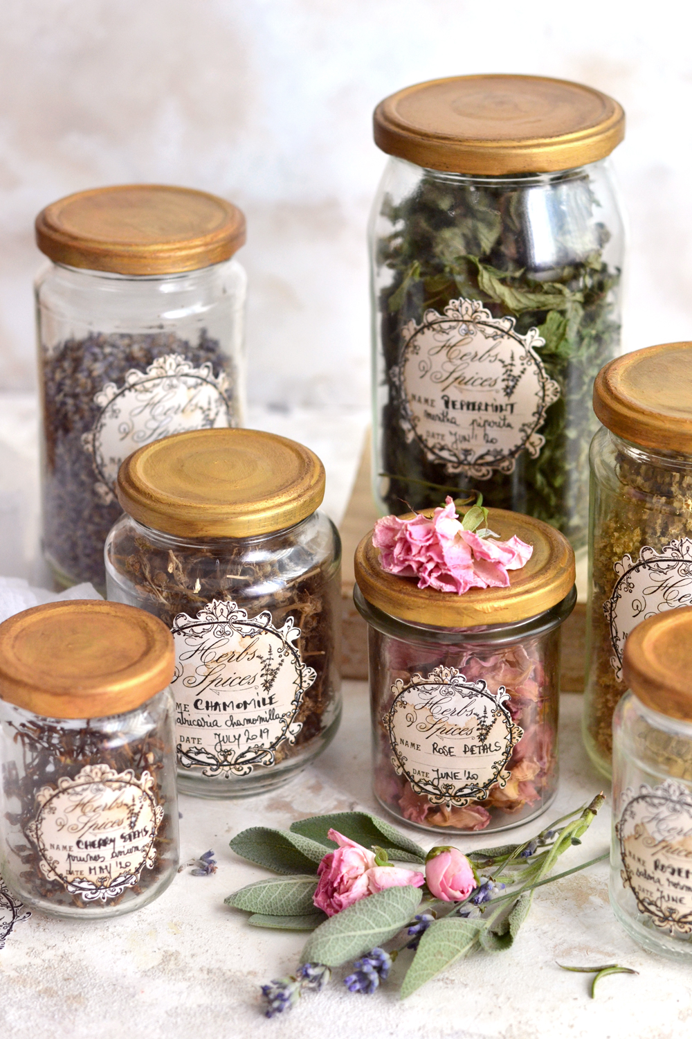 multiple DIY Apothecary Jars in different size