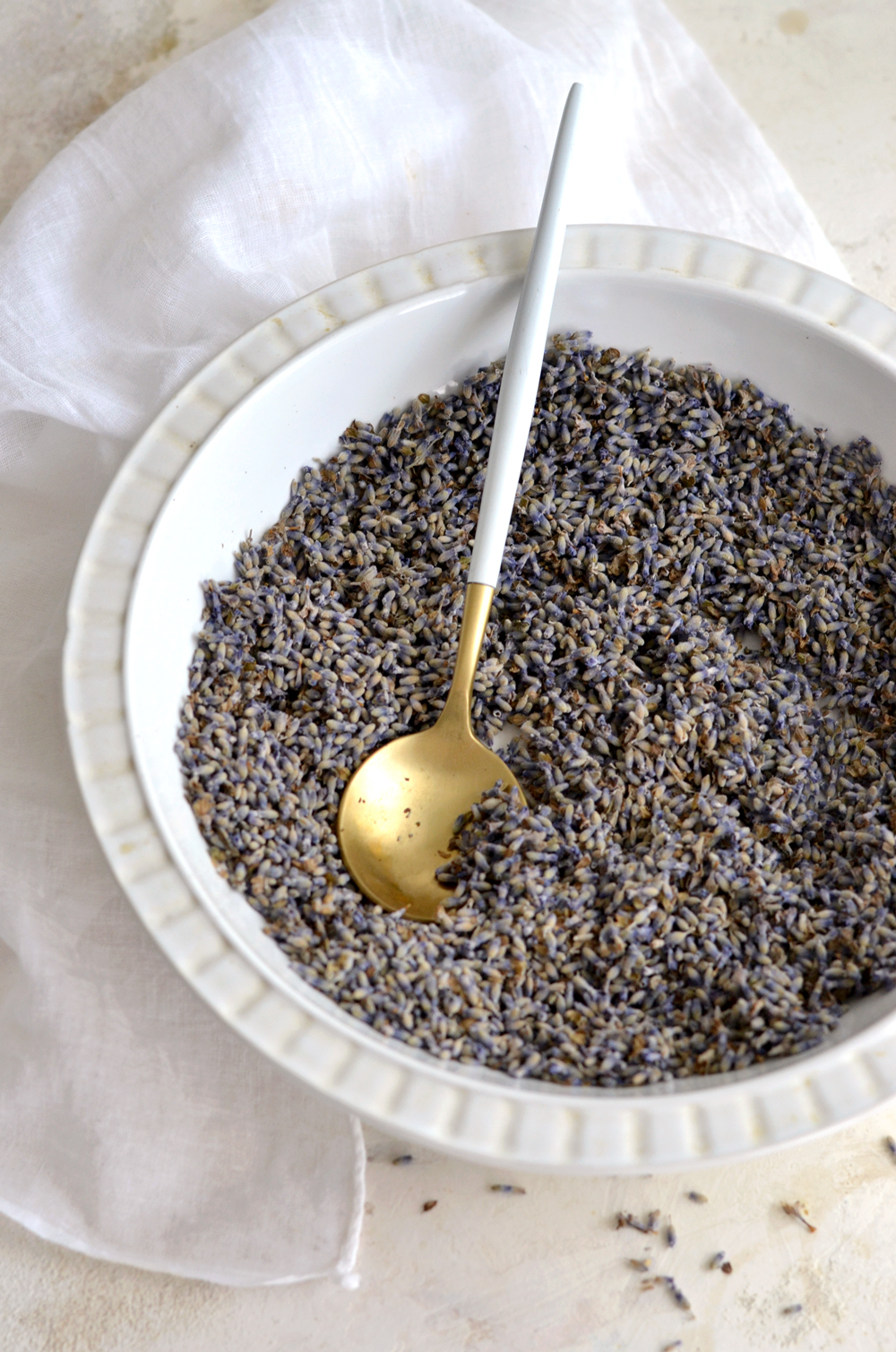 bowl of lavender with spoon