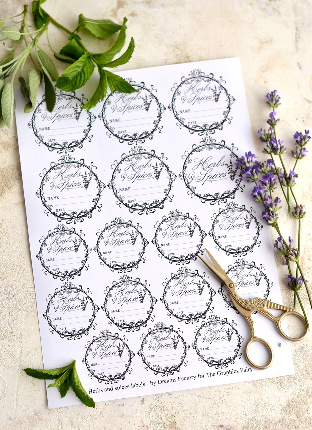 Printable Herb and Spice Jar Labels