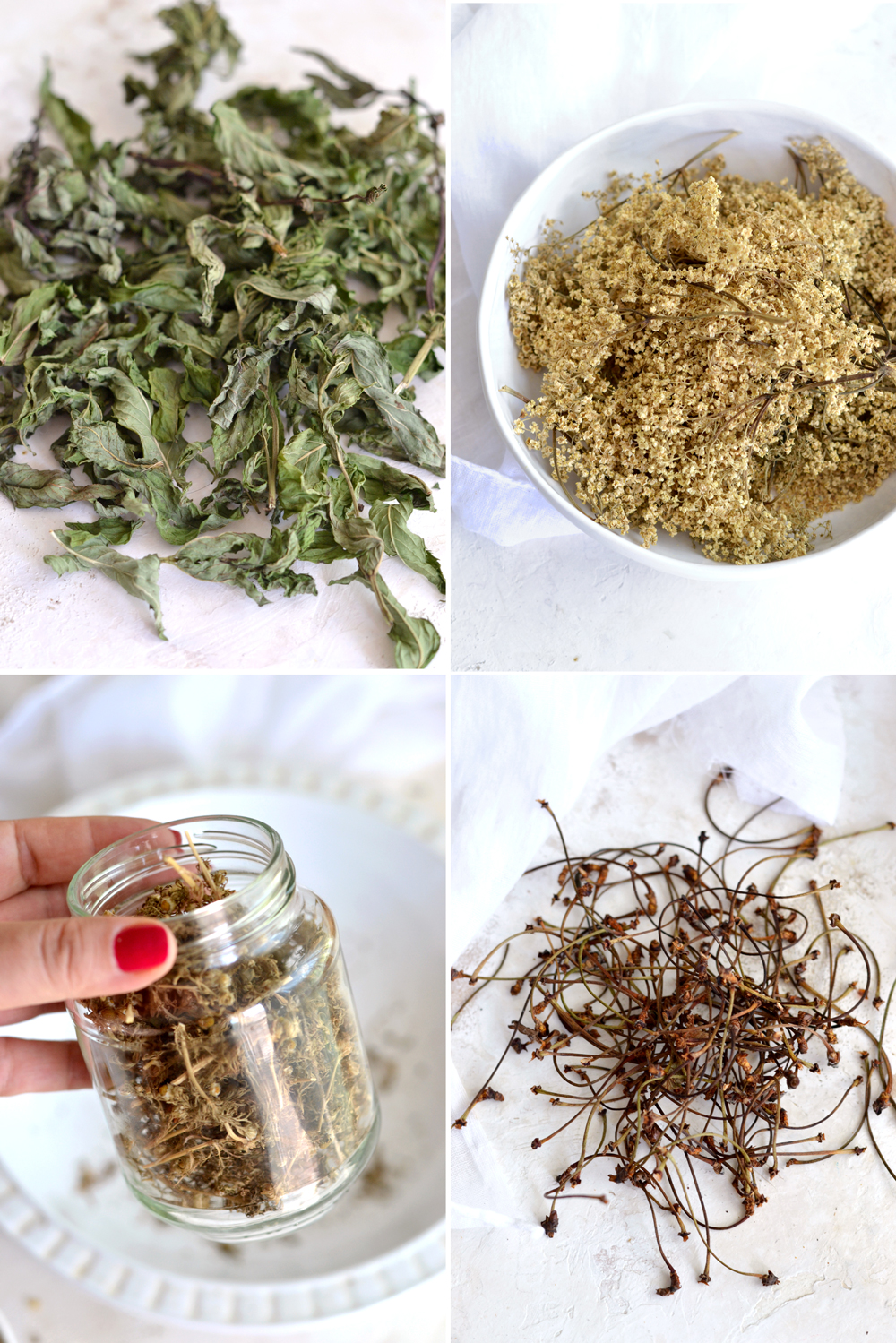 Herbs in bowls and jar
