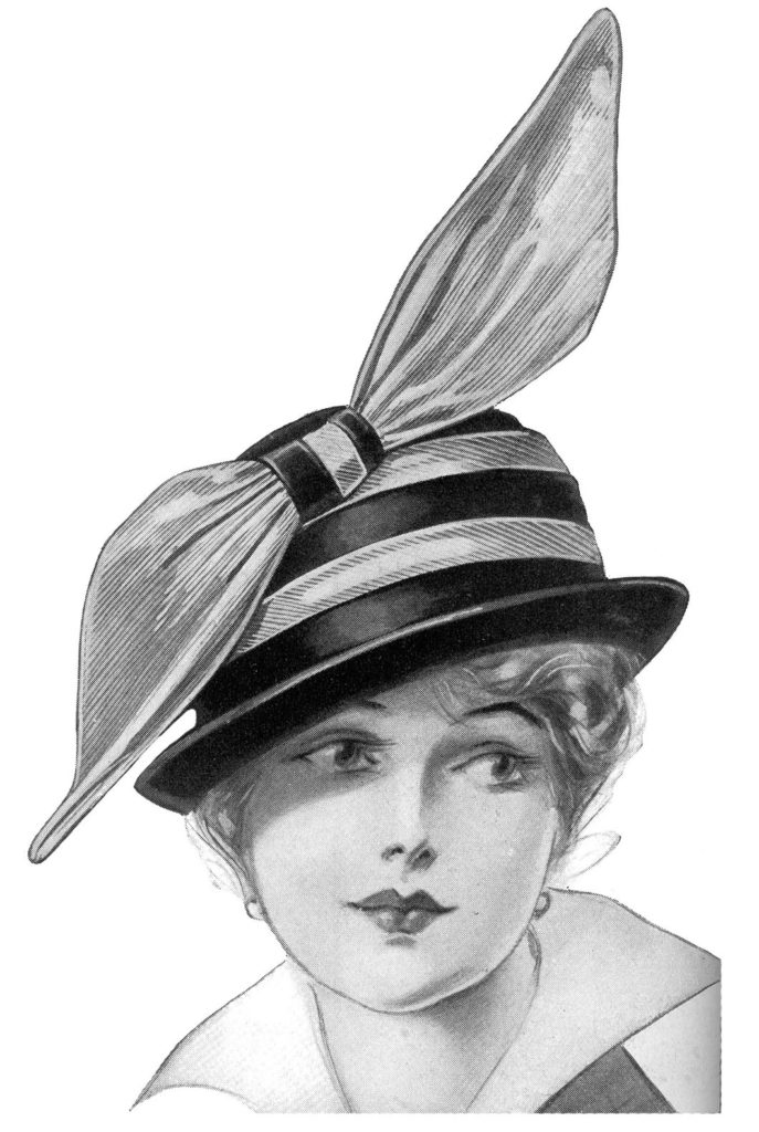 Edwardian lady striped hat bow image