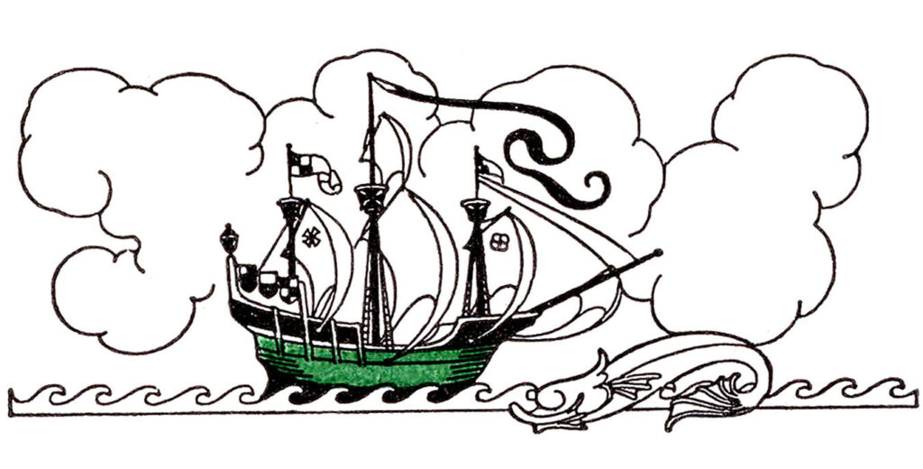 Pirate Ship Clipart on the Sea