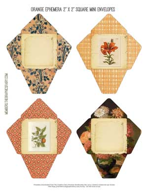 Orange themed collage with flowers envelopes